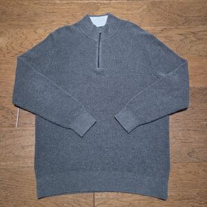 The Normal Brand Waffle Knit Quarter Zip Sweater Gray Men's XL 1/4